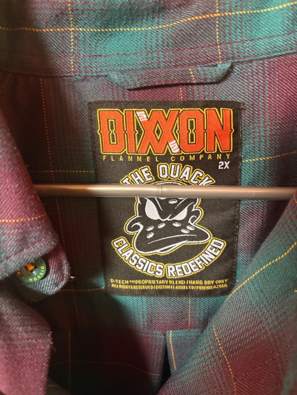 Dixxon xxlthe quack classic redefined Flannel Button-Up Shirt in Teal & Burgundy - Picture 2 of 3